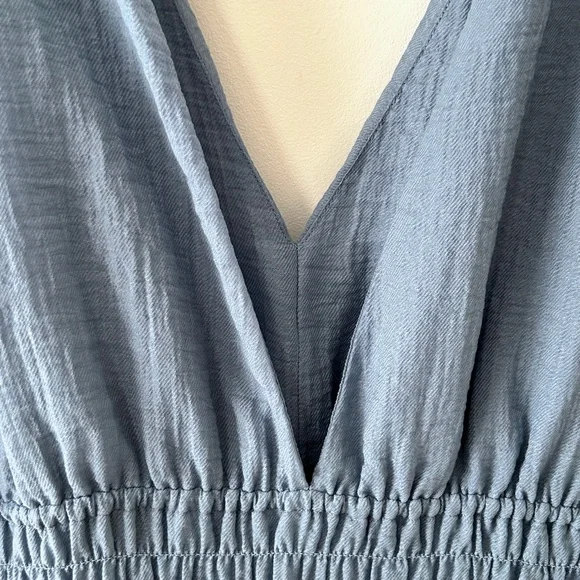 Vince Blue Smocked Tiered Midi Dress - Picture 12 of 16